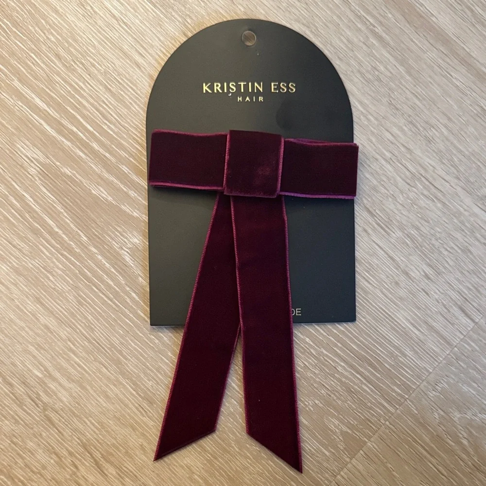 Kristin Ess Plum Velvet Bow Slide Hair Clip NEW 🏷️
